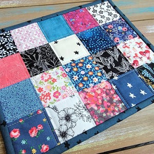 Colorful Patchwork Mug Rug, Quilted Table Mat