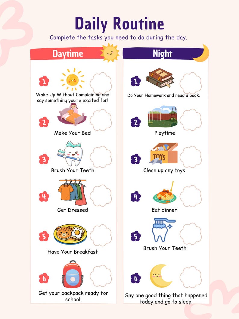 Daily Routine Chart - Etsy