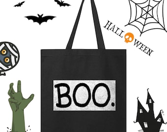 Halloween Boo Ghost Tote Bag: Spooky Season Canvas Bag
