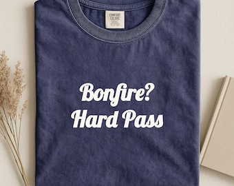 Hard Pass, Cozy Book Lover Tee, Fall Reading T-Shirt, Autumn Bookish Gift for Readers, Funny Book Club Tee, Bookworm Apparel