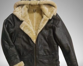Raf B3 Sheepskin Leather Aviator Flight Jacket Shearling Fur Lined Bomber Coat Vintage Pilot Winter Outerwear