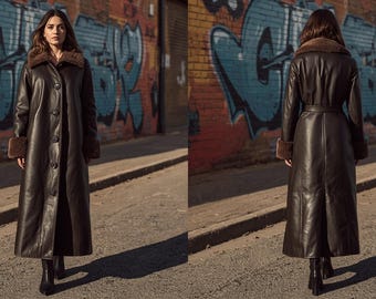 Gabardina de invierno de piel de oveja hecha a mano: ropa de abrigo elegante para mujer