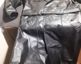 Men's Genuine Leather Double-Breasted Trench Coat | Vintage Military Style