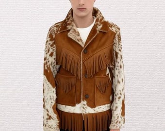 Men’s Pony Skin Look Jacket – Genuine Hair-On Leather Cowhide Coat