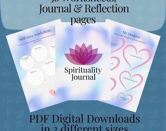 56 Pages Spirituality Journal - Printable Journal for Mindful Living - Yoga planner - Tarot Journal - Chakra Meditations - Self Discovery