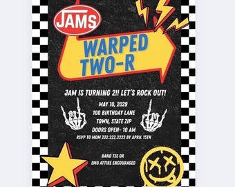 Warped Two-r 2nd Birthday Invitation Template