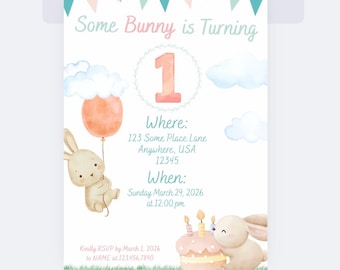 Invitation Un premier anniversaire à avoir un lapin
