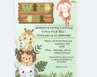 Invitación temática de primer cumpleaños de Wild ONE