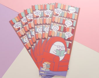 Hex the ghost reading library bookmark, kawaii, cute, aesthetic, books, reading, silk matte laminated