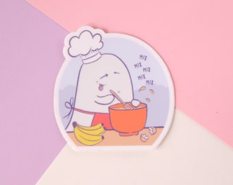 Hex the Ghost- chef Hex sticker, cute ghost sticker, die-cut matte vinyl, waterproof, ghost chef, kawaii ghostie, decal, halloween