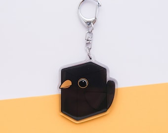 Blackbird acrylic keyring, garden bird double sided charm, cute bird gift