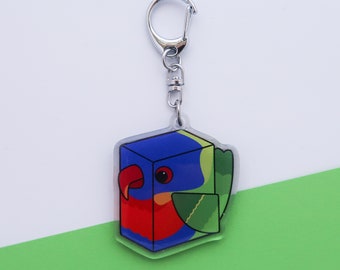 Rainbow Lorikeet acrylic keyring, Tropical bird double sided charm, cute bird gift, parrot keyring