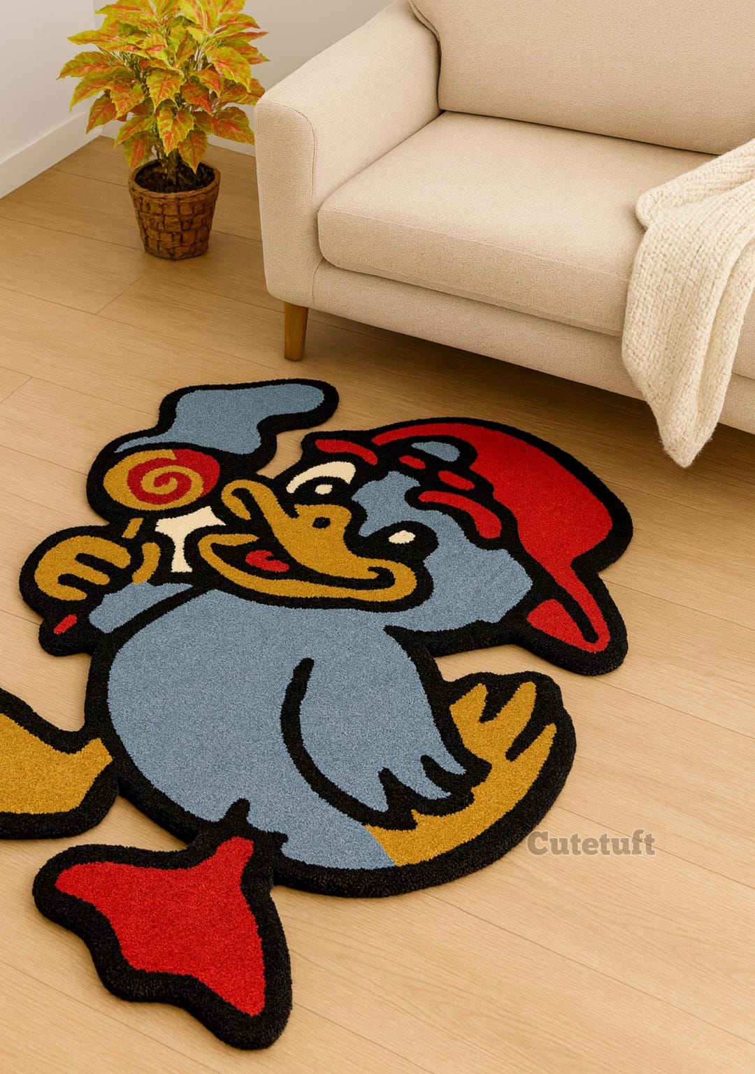 Handmade Cartoon Duck Rug | Tufted Kids Room Carpet | Custom Nursery ...