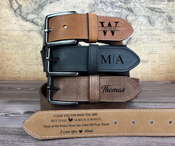 Personalized Leather Belt for Anniversary, Valentines Day Gift for Husband, Custom Leather Belt, Christmas Day Gift, Gift for Him