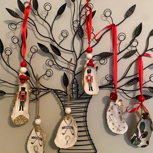 Christmas Ornaments on Oyster Shells. NEWLY-ADDED DESIGNS!