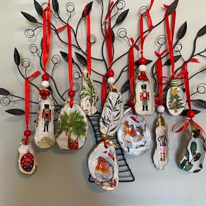 Christmas Ornaments on Oyster Shells. NEWLY-ADDED DESIGNS!