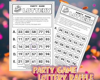 Printable Lottery Party Game | 48 Cards (Instant Download) - Medium to Large Group Event
