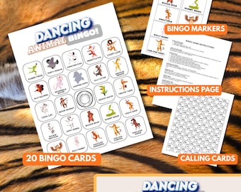 Dancing Animal Bingo Game | Kids Party Printable (Instant Download)