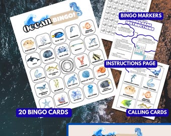 Ocean Animals Bingo Game | Kids Party Activity (Instant Download)