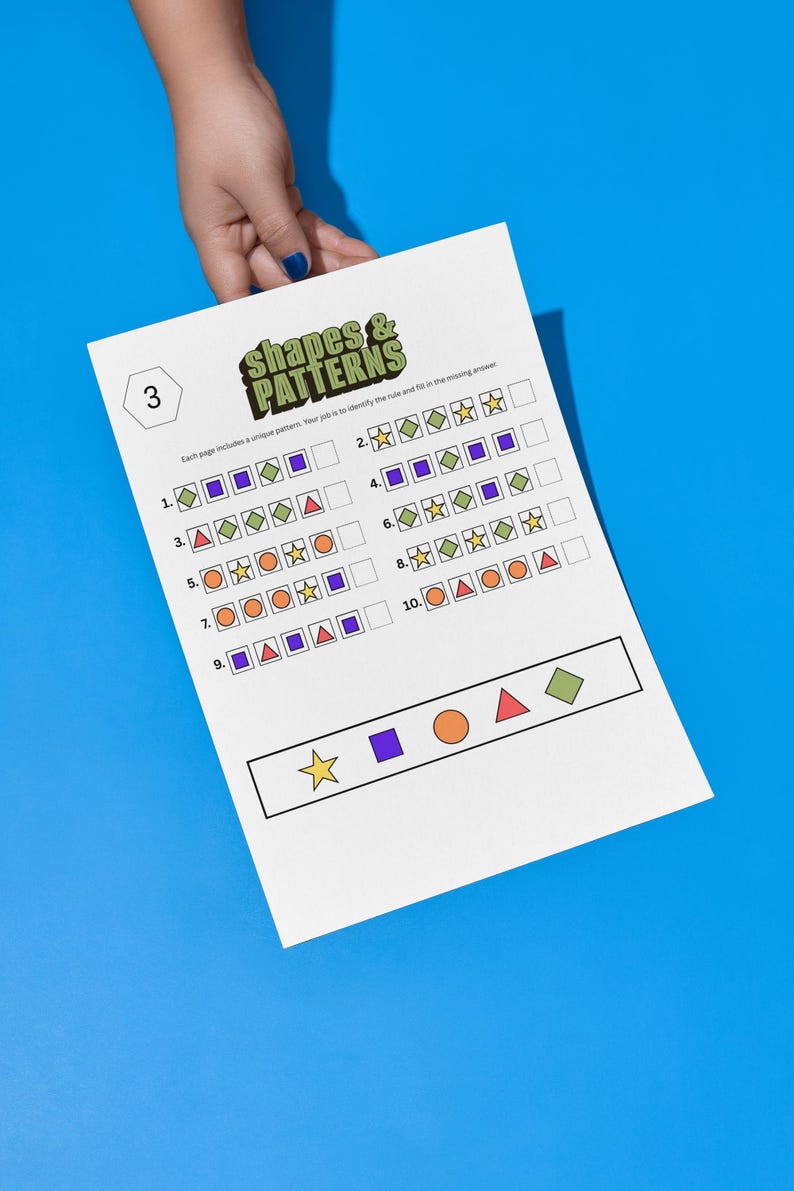 Shapes & Patterns Worksheet | Logic Puzzles for Kids | Pattern ...