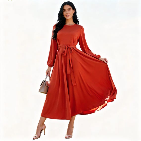 rust flowy maxi dress Baltic Born Womens Veronica Velvet Maxi Dress | Rust