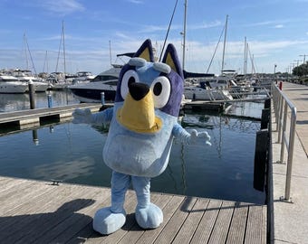 Handmade Bluey Mascot Costume: Adult Blue Heeler Cosplay Suit (Comic Con, Halloween)