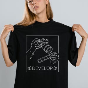 T-shirt voor filmfotografie, grafisch T-shirt analoge camera, T-shirt doka fotograaf