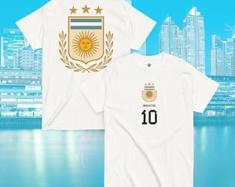 Argentina Football T-Shirt | Vintage Argentina Soccer Jersey | Retro World Champion Shirt | Classic #10 Tee | Unisex Fan Gift