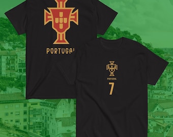 Portugal Football Tee, Retro Soccer Crest Shirt, #7 Fan Gift