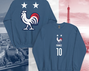 France Football Rooster Sweatshirt | Les Bleus Champion Crewneck | Retro #10 Sweater | Unisex France Soccer Gift