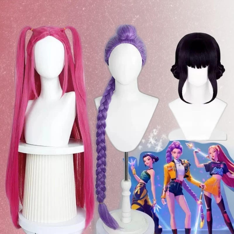 Kpop Demon Hunters Rumi Cosplay Wig From Demon Hunters | Long Pink Straight Anime Wig For Women 39 Inch Long Heat Resistant Cosplay Hair
