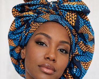 Teal Cotton Sleep Bonnet – Silk Lined Hair Protection