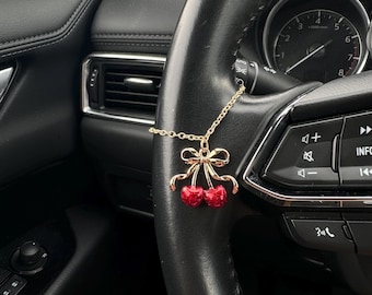 Cherry bow charm for steering wheel, shifter Stanley, keychain