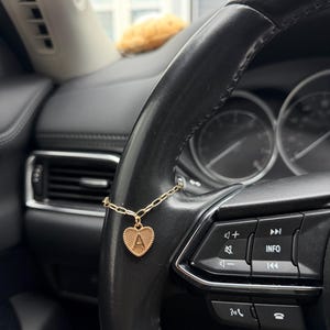 Initial Heart Car Charm for Steering Wheel, Shifter