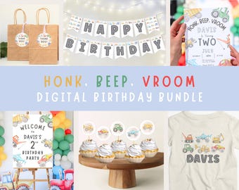 Editable Transportation Birthday Party Bundle: Invitation, Welcome Sign (Digital Download)