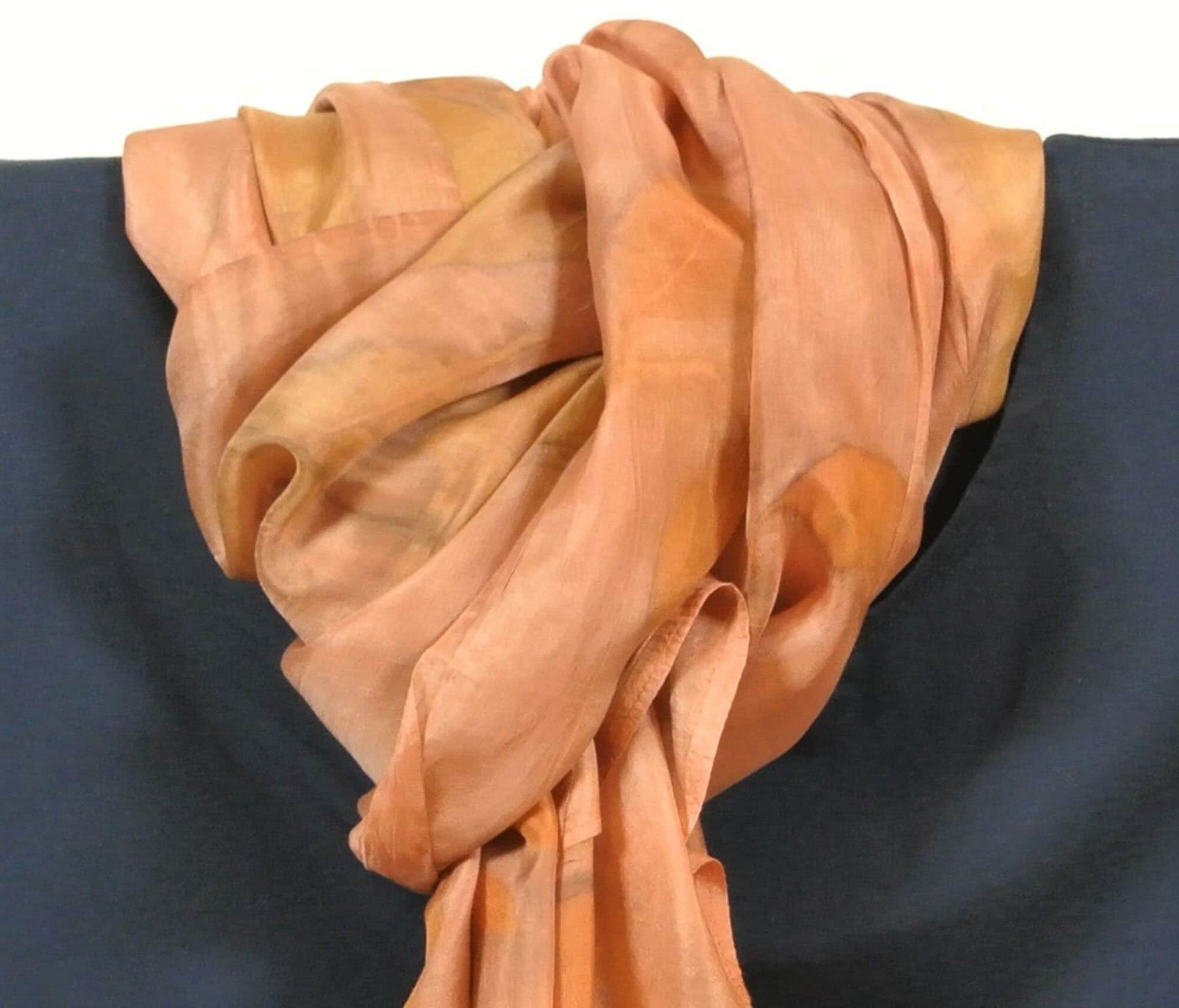 Nude Silk Scarf Fall silk scarf Ecoprint stole, Accessory for women Eco dyed scarves