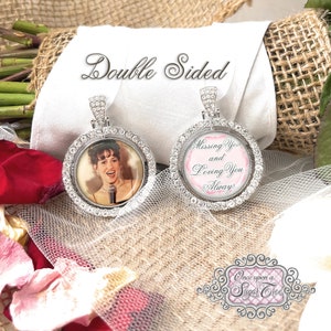 Custom Wedding Memorial Photo Bouquet Charm-Double Sided-Missing You and Loving You Always-Bridal Gift-Loss of Loved One Remembrance gift