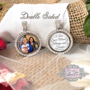 Mom Wedding Memorial-Bridal Bouquet Charm-Wedding Memorial Photo Charm-Double Sided-Loss-Wedding Remembrance Gift-Attach to Bridal Bouquet