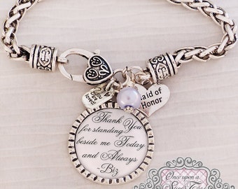 Maid of Honor Gift Sister,Personalized Wedding Bracelet, Matron of Honor- Bridesmaid Gift-Personalized Thank you for- Wedding Name Jewelry