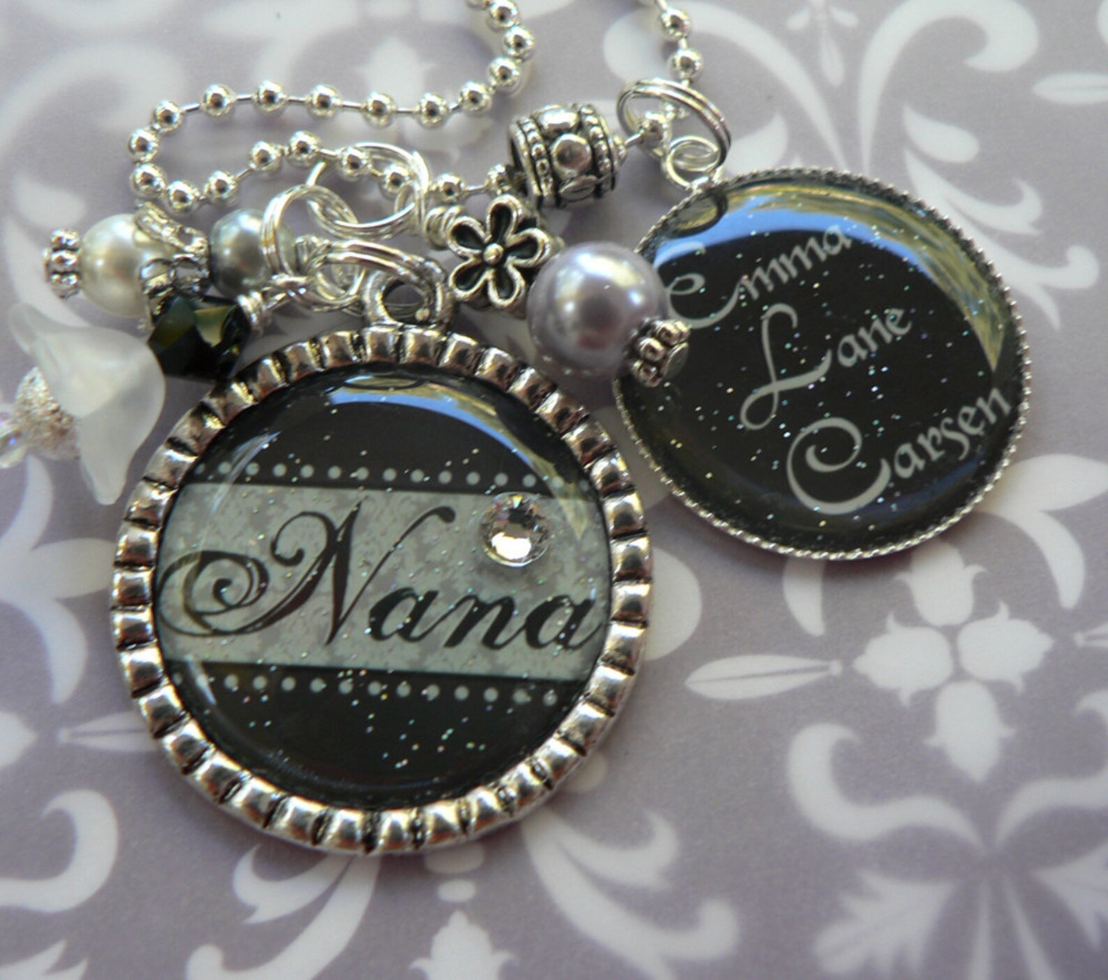 Mom Grandma Nana NECKLACE or Key Chain Triple Pendant Etsy