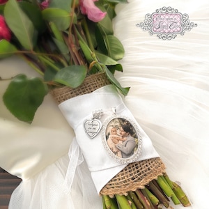 Wedding Memorial Bouquet Charm-Bridal Photo Charm-Personalized with Custom Photo-Bridal Bouquet Memory-Remembrance-Attach to Bridal Bouquet