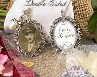 Ciondolo con bouquet da sposa, regalo commemorativo con vera