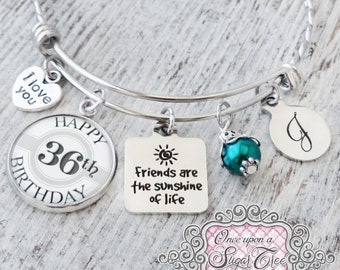 Custom Happy Birthday Friend Bracelet-Friends are the Sunshine of Life Jewelry-ANY AGE-Birthday Jewelry, Best Friend Gift for Birthdays