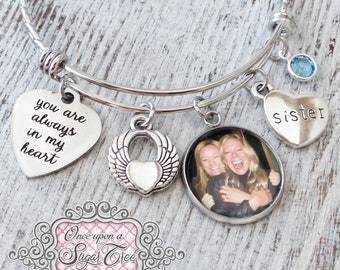Loss of Sister Bracelet-You Are Always In My Heart-Memorial Gift-Photo Memorial Bracelet-Custom Remembrance Gift-Bereavement-Condolence-Mom