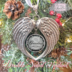 Memorial Grandma Ornament-Personalized Photo Christmas Ornament-Remembrance-Memorial Photo Charm-Angel Wings-Memory Gift-Picture Ornament