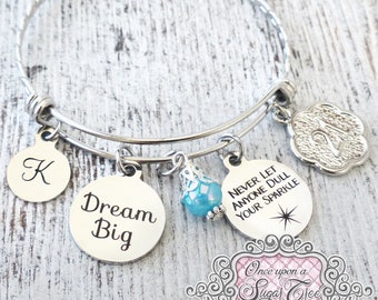 21st Birthday Gifts for Her, Never Let Anyone Dull Your Sparkle, Dream Big Jewelry, 21 year old Birthday Bracelet,Personalize 21 Bracelet