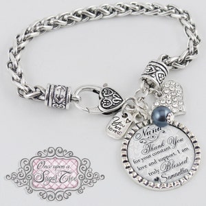 Grandma of the Bride- Wedding Gift,Personalized Wedding Bracelet, Nana of the Bride- Mimi Gift-Personalized Thank you for- Wedding Jewelry