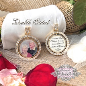 Wedding Memorial Charm-Bridal Bouquet Photo Charm-Double Sided- Loss of Mom and Dad Wedding Memorial for Bride-Remembrance Gift-Keepsake