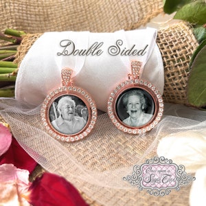 Photo Memorial Bouquet Charm for Bride-Custom Bridal Bouquet Charm-Wedding Remembrance Gift-Attach to Bouquet-Loss of Loved One-Double Sided