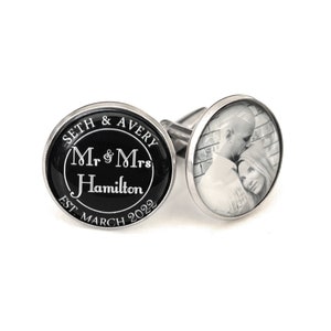 Groom Cufflinks from Bride-Custom Photo Wedding Gift-Marry Me Today I'll Love You Forever-Gift to Groom from Bride-Personalized Wedding Date image 2